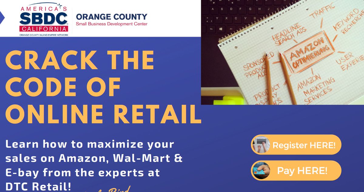 Learn how to maximize your sales on Amazon, Wal-Mart &amp;
E-bay from the experts at DTC Retail!

Workshop - Crack the Code of Online Retailing - mailchi.mp/931f74af8192/n…