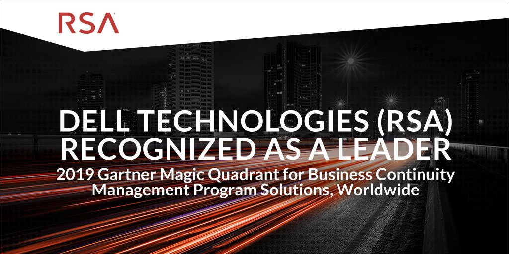 RSAsecurity's tweet photo. #ICYMI: Dell Technologies (RSA) has been named a Leader in the new @Gartner_inc 2019 Magic Quadrant for Business Continuity Management Program Solutions, Worldwide! See the report to learn why: https://t.co/oNYyGqktmA https://t.co/UqEsTBxmWc