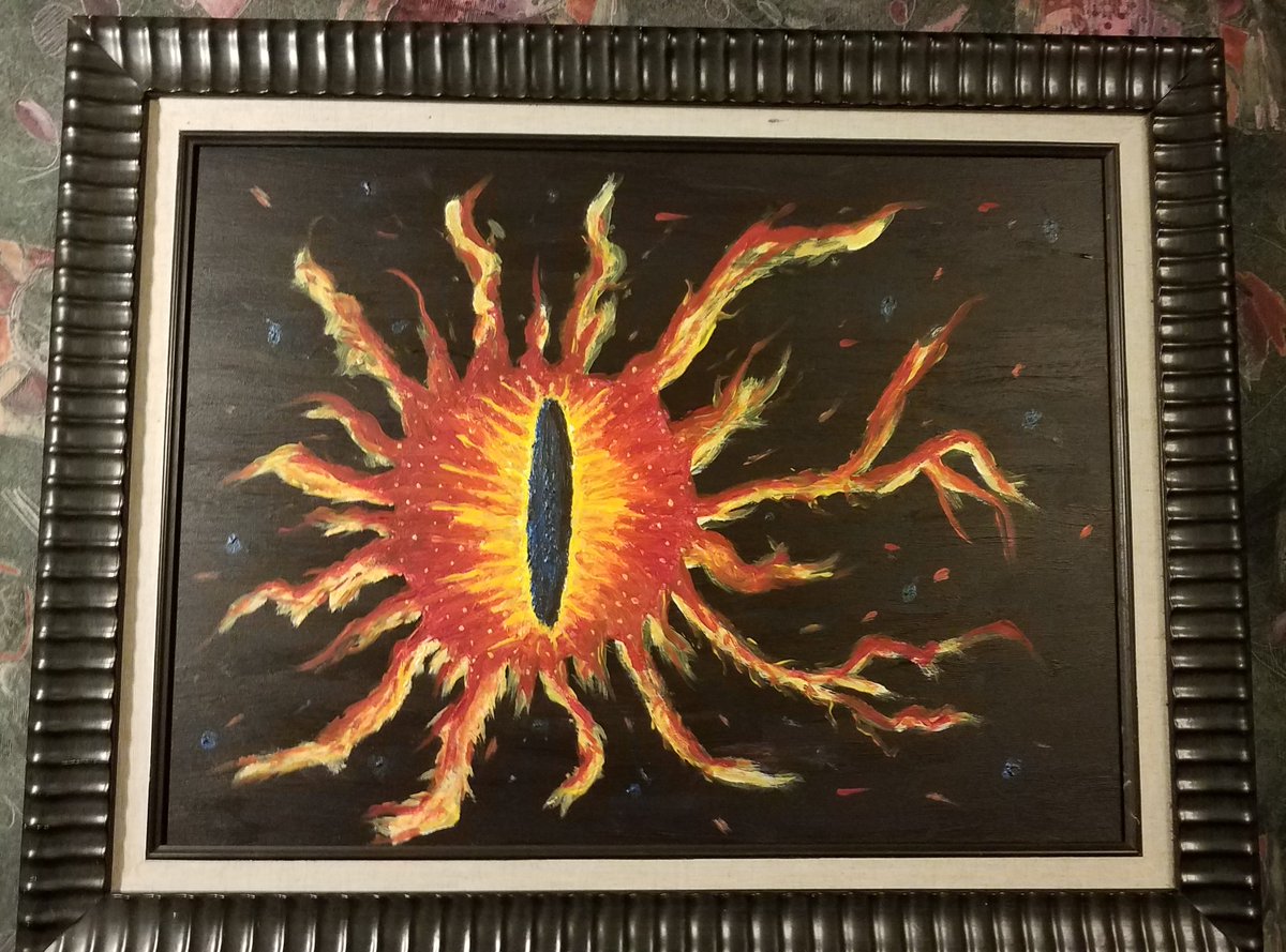LisaSheaArtist's tweet image. Powerful framed acrylic #painting created by Lisa Shea! "Being Watched". Size is 29.5" x 23.5" framed and wired. Perfect for a #LordOfTheRings fan or for a gaming room. Only $60.  Free delivery in the central #Massachusetts area! Weight 9lb 7oz for shipping (plus box). #artists