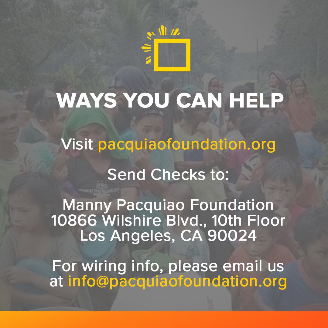 We are sending relief goods to those affected by the #mindanaoearthquake. Will you multiply our efforts by helping with a small donation?

pacquiaofoundation.org 🥊🇵🇭
*digital currency is also accepted* #xvg #btc #eth #crypto