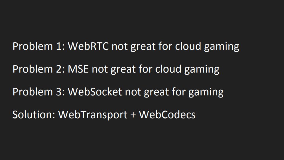 Bortseb's tweet image. I stumbled on this recently. Maybe cloud game devs are even further ahead?
w3.org/2018/12/games-…
#WebTransport #WebCodecs
