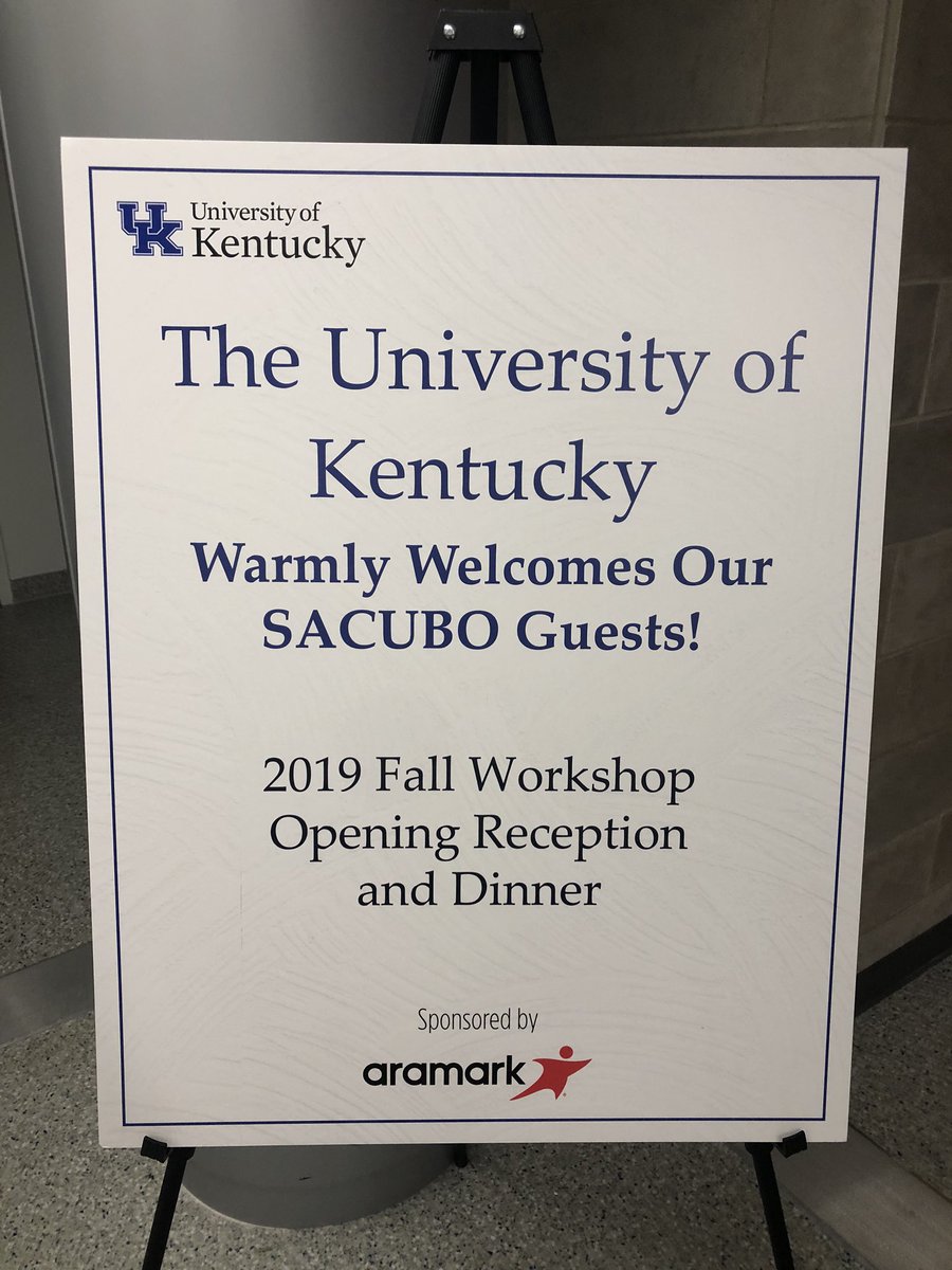 JamieLoftin's tweet photo. Excellent opening event tonight for the   #SACUBO Fall Workshop at @universityofky thanks to sponsorship from @Aramark #highered https://t.co/4YiFeIes4c