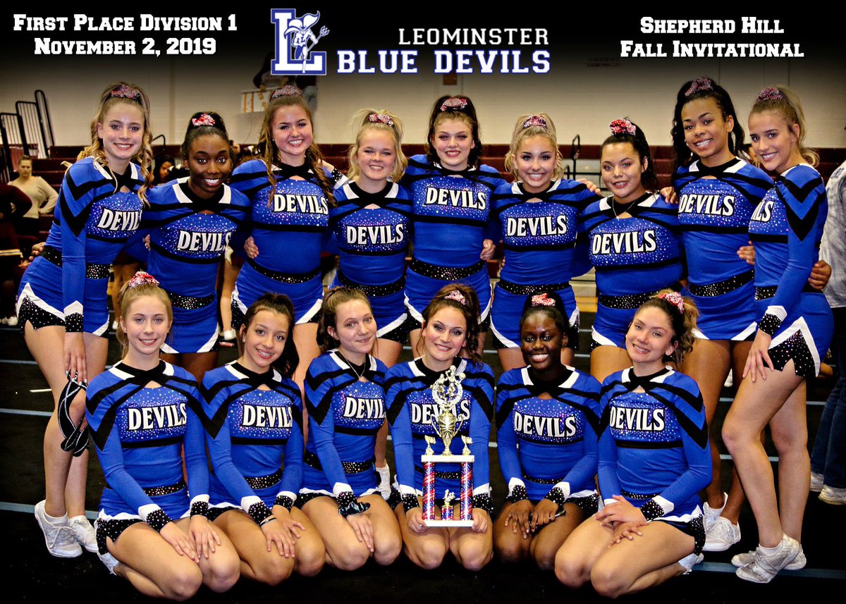 StillRina's tweet photo. Leominster Blue Devils Varsity Cheer, back to back first place wins this weekend! #highschoolcheerleading #back2backdubs #BDN https://t.co/7T8TuTb2Xg