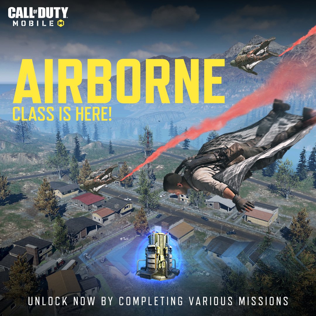 🤩 Zone closing in? No problem. Need to get to high ground? No Problem. Need to get out of dangerous situations? No problem Complete various missions to claim your new Airborne Class now! #CODMmUnity #TogetherWeFight #Callofdutymobile #Battleroyale #Flying #Airborne #Noproblem