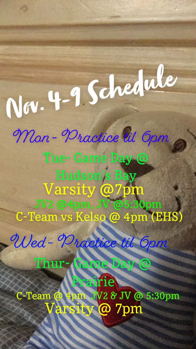 Game Day Change: Please see that we play on both Tuesday and Thursday