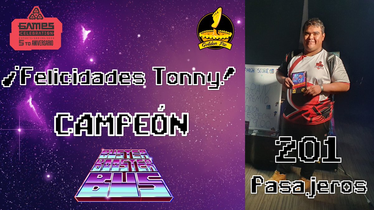 goldenpie_dev's tweet photo. Queremos felicitar nuevamente a Tonny (A.K.A. ARTONY) por tener el mayor puntaje durante @GamesCeleb .

¡Muchas gracias a todos por jugar y esperamos verlos en la edición del próximo año!

#BusterBoosterBus #BBB #GoldenPieStudio #IndieDev #IndieGame #MobileGame #MobileApp https://t.co/ggt7yu2JRM