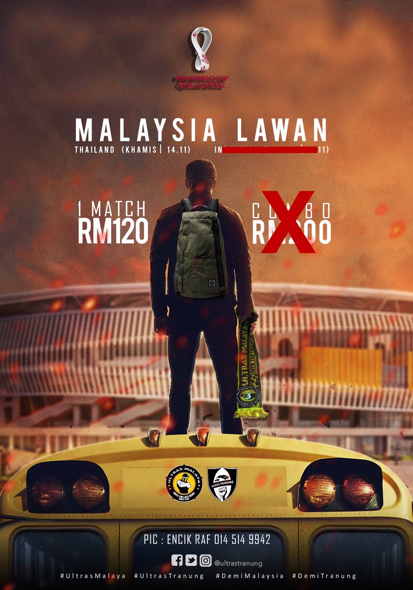 UltrasTranung's tweet photo. Trip Tubek Malaysia Vs Indonesia penuhh!!! ❌ 

Trip Tubek Malaysia Vs Thailand masih berbaki 10 seat terakhir. Roger PIC laju laju bohh!

🕹 SINGLE TRIP = RM120 (pengangkutan + tiket)

📞 PIC Tubek:

https://t.co/PH34Bx9U7W

#NationalCalling
#Tubek
#DemiMalaysia https://t.co/yT4CNWTBSG
