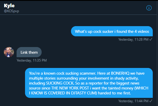 dig_bick11's tweet photo. THIS IS GROUND BREAKING BONER NEWS:

@KOSpvp SCAMMING @BonerHQ ?

THIS COCKSUCKER KOS THINKS HE CAN SCAM @BonerHQ! I KNOW HE'S A CUM GUZZLING SCAMMER. I HAVE FOUND ALL 4 OF THE VIDEOS BUT HE WON'T PAY UP! SOURCES TELL ME HE'S TAKING A MEAN LOAD OF CUM FROM @Aabxs RN. https://t.co/mWXvRb1Yyp