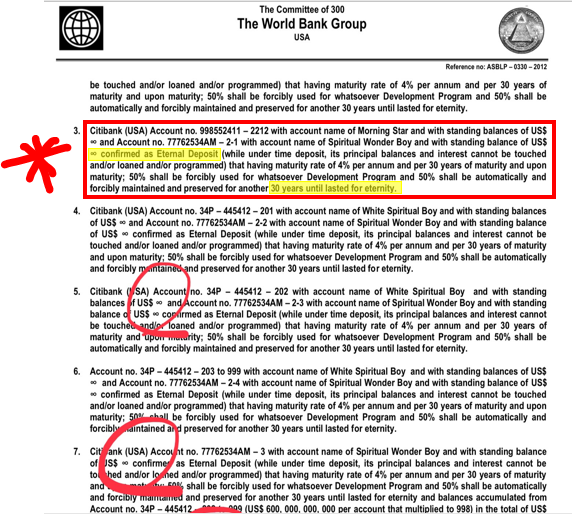 Take note of the amts in these accts and the fact that they are for …..Infinity. Seriously incredible find by  @PeaceAn0n 