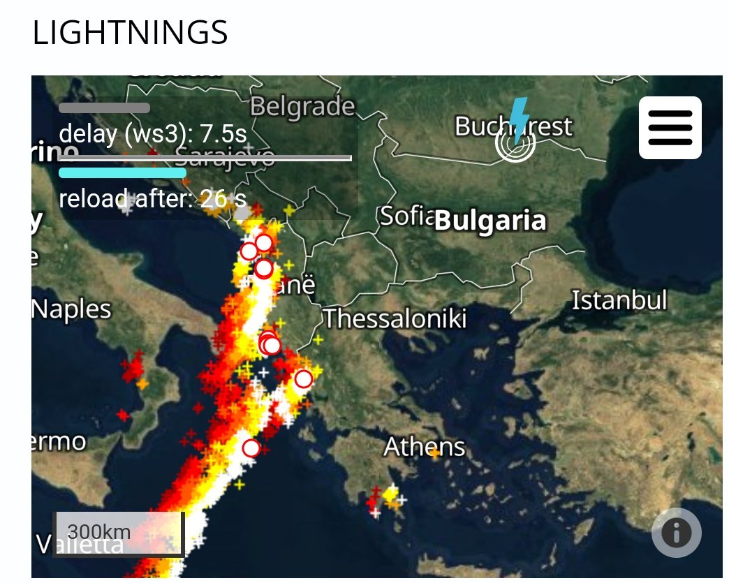 Περιοχές καταιγίδων τώρα. Ανατολική κίνηση.