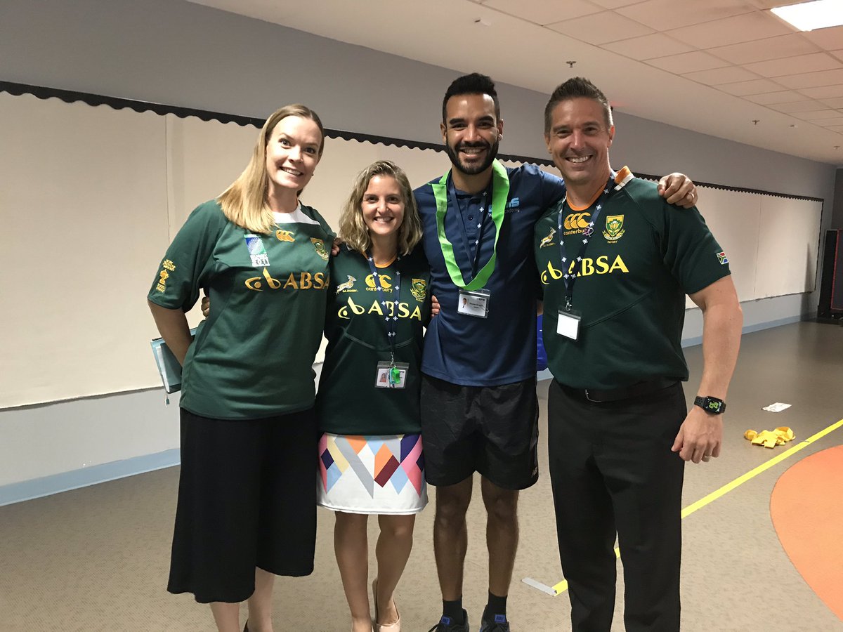Celebrating the Springbok win @GEMS_Singapore today!!