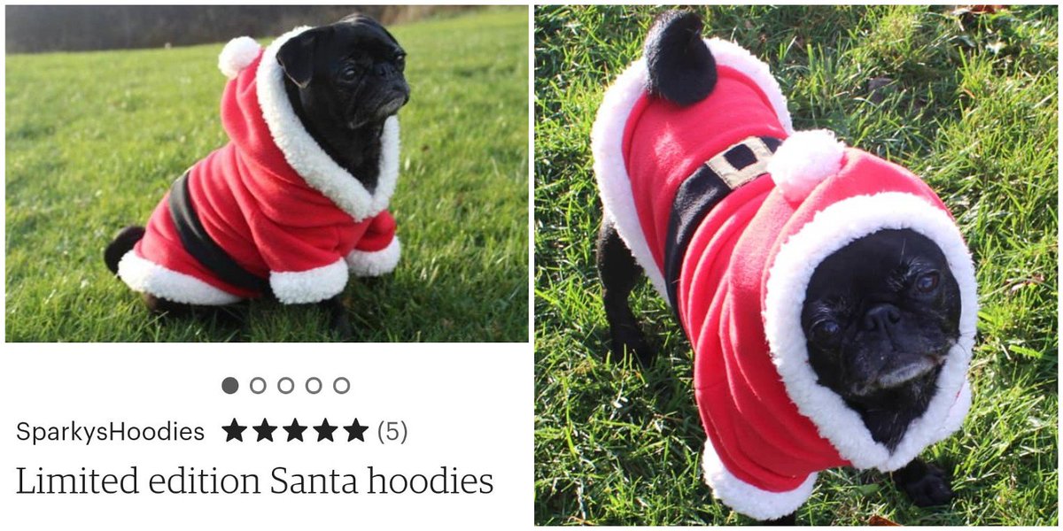 We now have our limited edition Santa hoodies available on sparkyshoodies.etsy.com
#santahoodie #dogclothes #doghoodie #blackpug #pug