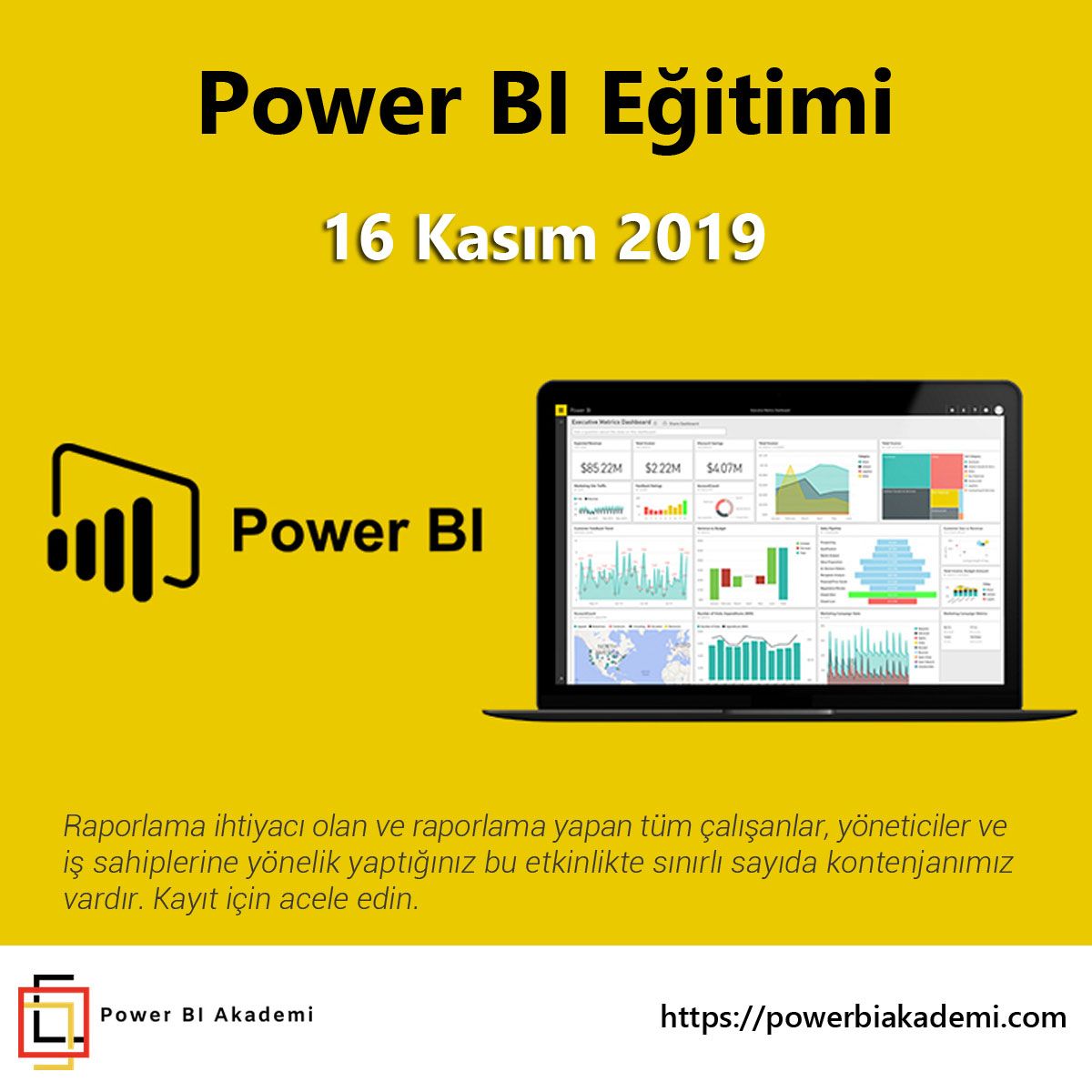 Verileri okumak, yorumlamak ve ondan anlaşılır raporlar çıkartarak, kendi yol haritanızı oluşturmak için ihtiyacınız olan Power BI Eğitimi, 16 Kasım'da başlıyor

daha fazla bilgi için
buff.ly/2C49VOu

Tel: +90 212 275 67 50

#powerbi #powerbiegitim #iszekasi #powerbidax
