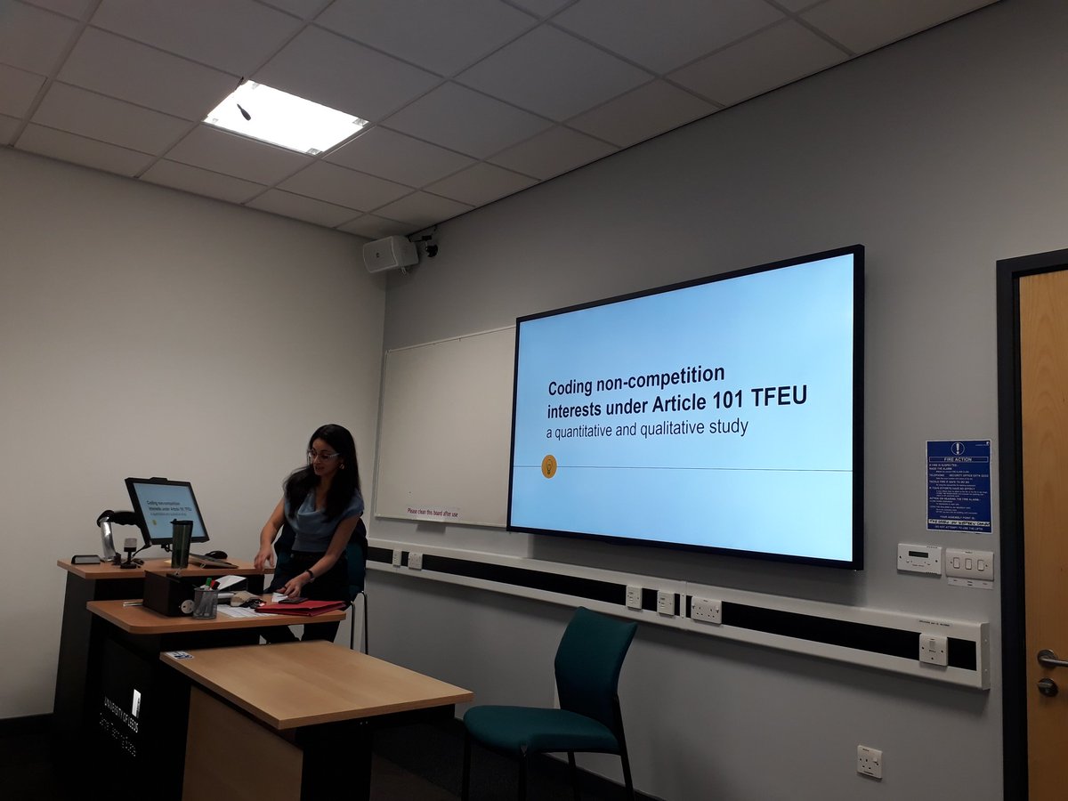 Dr Or Brook @or_brook presenting her research on non-competition interests under Article 101 TFEU #EUCompetitionLaw @CBLP_Leeds