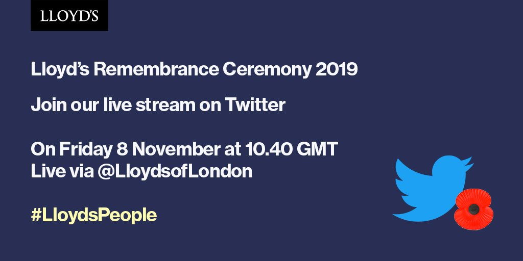 On Friday, our market will come together to remember those who have served in the armed forces. 

Please join our Twitter live stream of the ceremony on our Underwriting floor in London.

#LloydsPeople