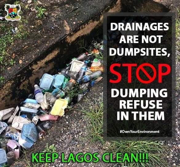 Dumping refuse in drainages hinders the flow of water. Keep Lagos clean. Lagos belongs to us all.

#OwnYourEnvironment #KeepLagosClean #ACleanerLagos #Sanwoolu