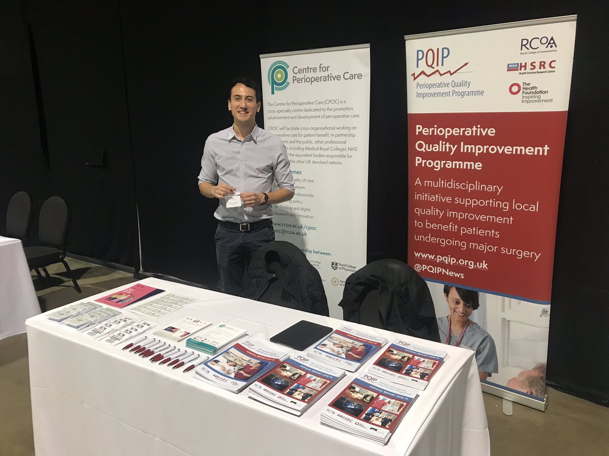 We’re all set up at the <a href="/preopuk/">preopuk</a> Annual Conference in Leeds! Come and ask Dorian and James any queries you may have about PQIP, <a href="/RCoANews/">Royal College of Anaesthetists</a> #FitterBetterSooner and <a href="/CPOC_News/">Centre for Perioperative Care</a>! We have pens, post-its and reports aplenty!