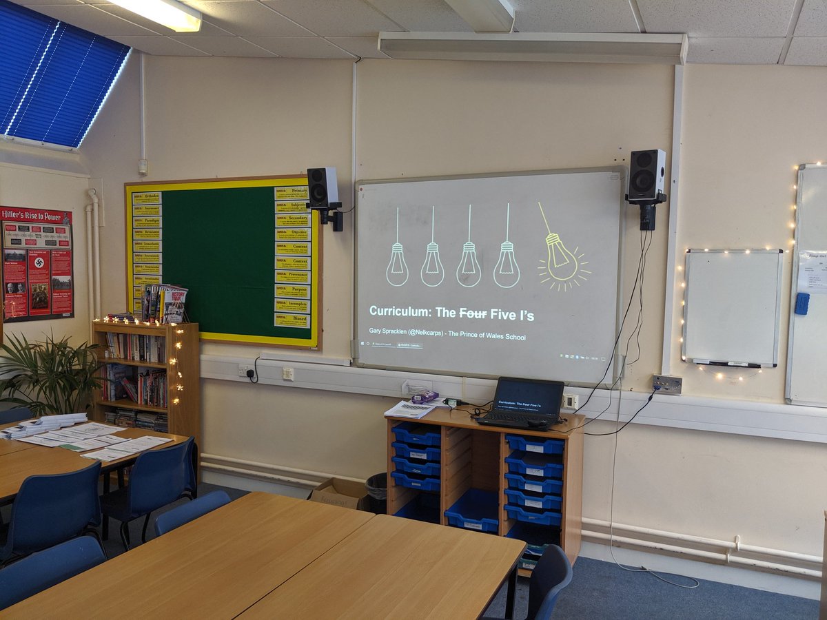 Nelkcarps's tweet image. All set for my workshop at #DASP19 - &apos;Curriculum: The Five I&apos;s&apos; - #InspiredToLearn