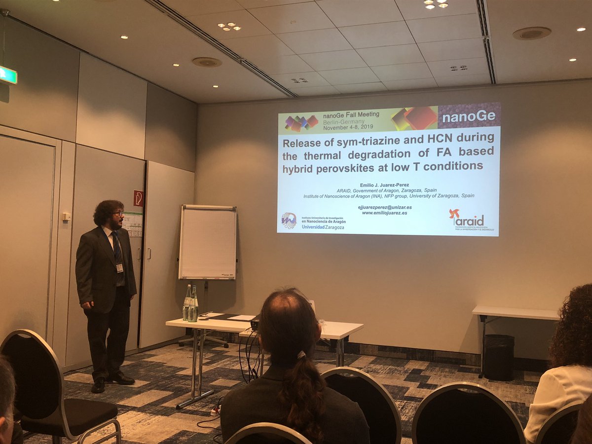 sofy_masi's tweet photo. @ejjuarezperez with a very interesting talk about #perovskite thermal degradation at #NFM19 #PERInt19 @nanoGe_Conf https://t.co/6dCsqiVVNa