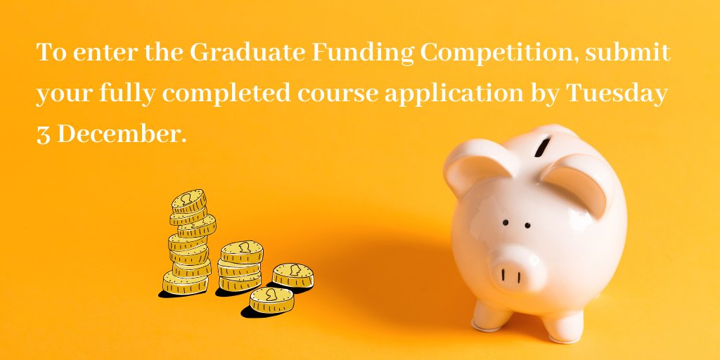 Funding opportunities are available for Postgraduate Study in 2020, so submit your fully completed #Masters or #PhD course application, including the funding sections, no later than the deadline of Tuesday 3 December. More funding information here: bit.ly/2kX7M2f