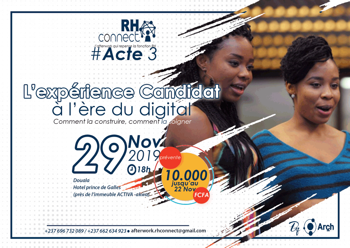 marcombilla's tweet photo. #RH Connect - Afterwork Acte3
 À l’heure où le rapport candidat-recruteur s’inverse, quelles sont les attentes à satisfaire dans cette nouvelle relation ? 
 29 Novembre 2019 à l’hôtel Prince de Galles ( à coté de l'immeuble ACTIVA - Akwa) inscription ici : https://t.co/5S0zYxuHwA https://t.co/eqX1p5J4Hy