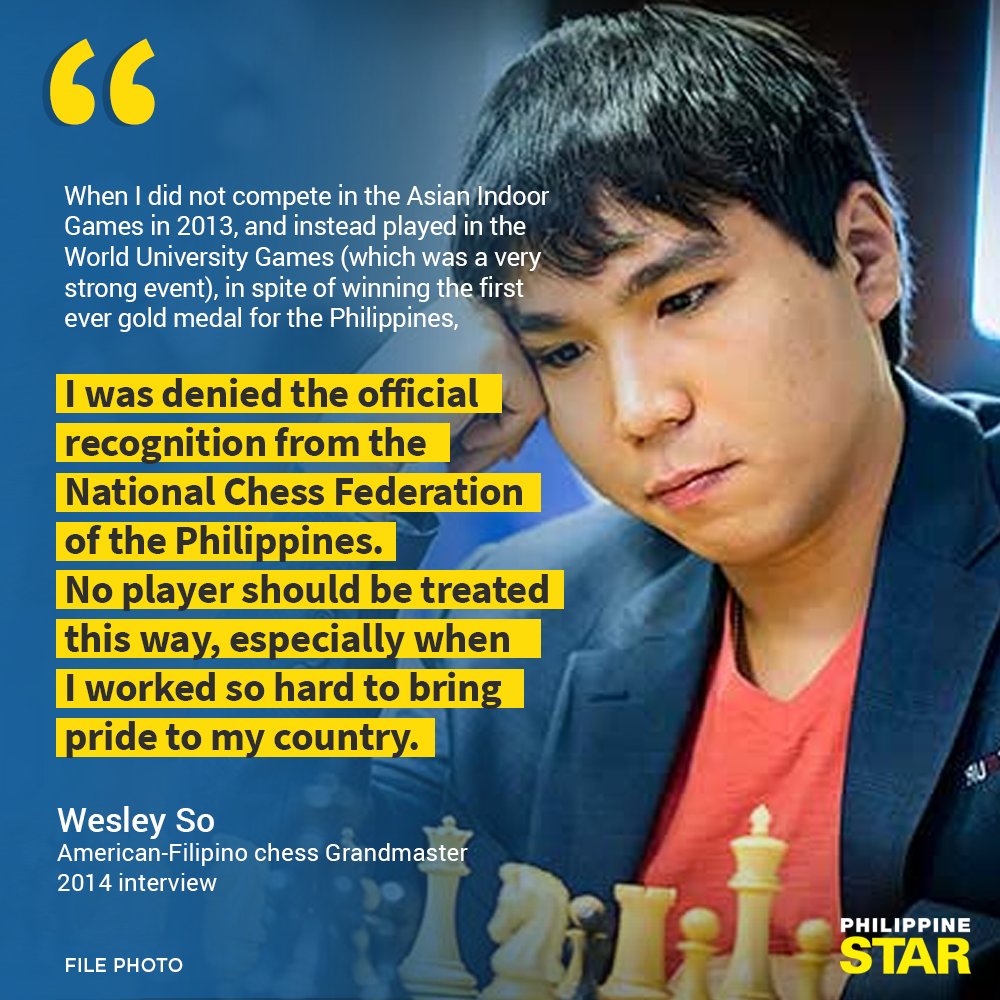 ANC 24/7 - For Chess Grandmaster Wesley So, he cannot excel in the world of  chess if he stays in the Philippines, that's why he chose to play for  another country. Read