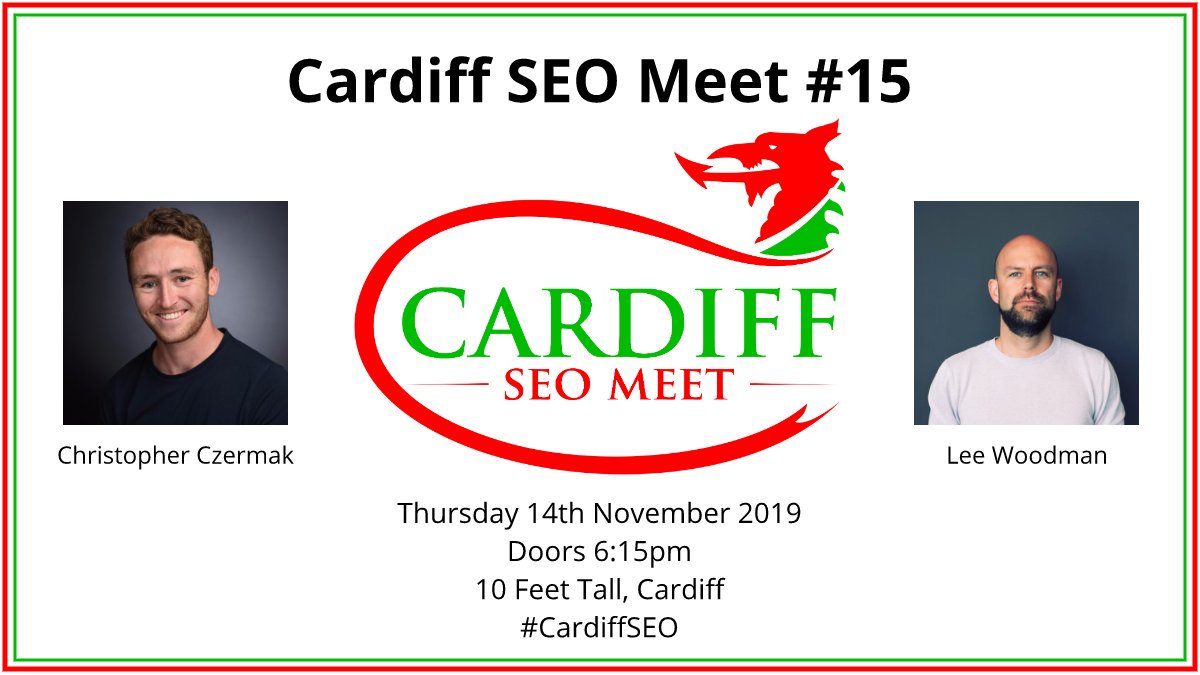 CardiffSEOMeet's tweet image. 10 days to go &amp;amp; there's only about 10 spaces left for the next #CardiffSEO! Join us on Thu 14th Nov for talks from @ChrisCzermak &amp;amp; @leewoodman, + a live site review, free food &amp;amp; free drink. Best RSVP ASAP if you wanna be there: meetup.com/Cardiff-SEO-Me…