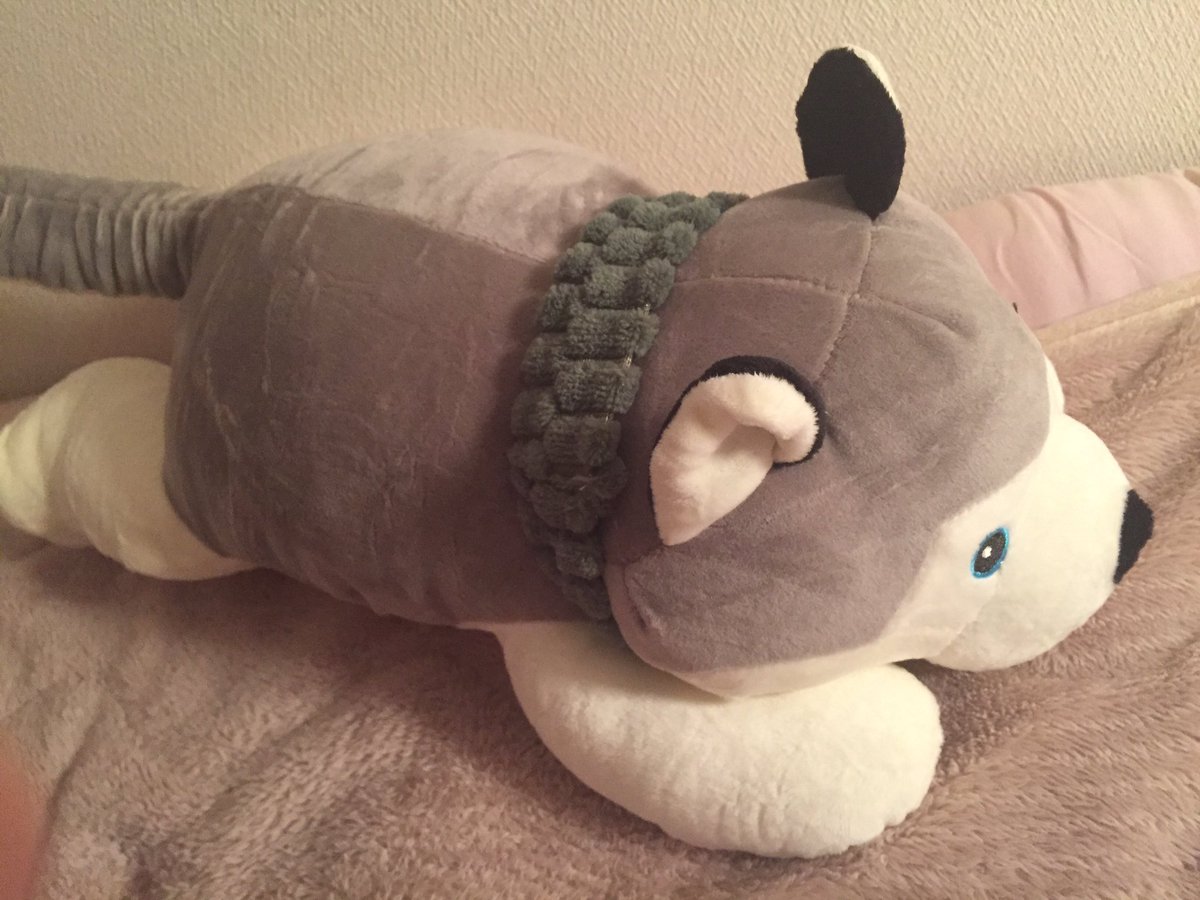 刹那ルリカ なんか急に人肌恋しくなったから 今日はぬいぐるみ抱いて寝る予定 やや大きめの狼さん