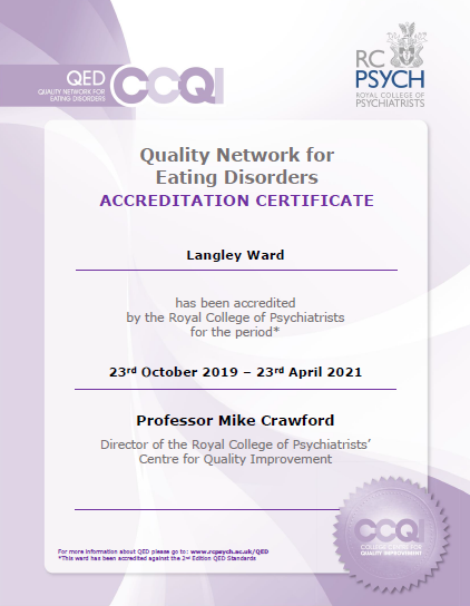 We're celebrating! Langley Ward, our inpatient and day care unit which provides specialist support for adults with eating disorders, has maintained its accreditation status in recognition of the high quality of patient care. Read the media release: bit.ly/34qin6T