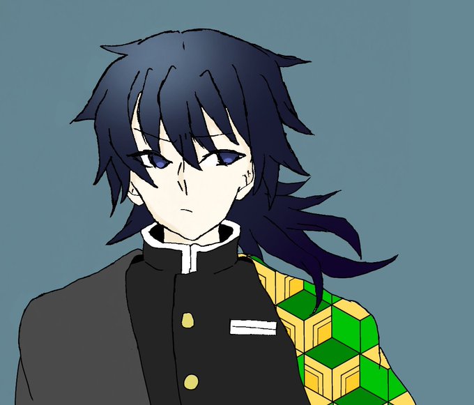 流理さんがTwitterに投稿した冨岡義勇(鬼滅の刃)のイラスト。