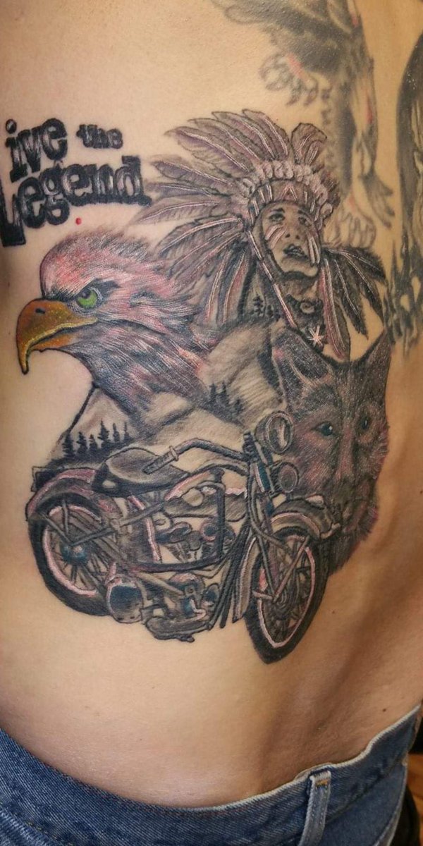 BlogBikers's tweet image. Motorcycle Tattoo Eagle Wolf 😍 #motorcycle #tattoos