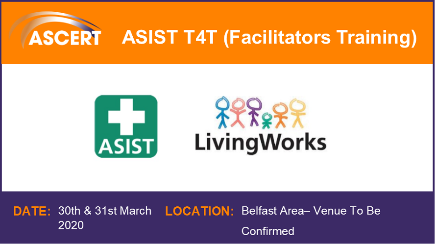 ASCERT_Training's tweet photo. ASCERT are running a 2 day ASIST programme relevant to people that want to create a suicide safer community. This course is £95.00 to attend. Find out more at:
https://t.co/V2OdZqOae9 https://t.co/N2a3oNSrTM