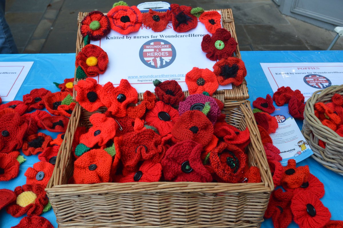 Thank you to nurse Maria Hobbert, her colleagues, her mum and the March Knitting Group who knitted hundreds of these beautiful poppies in support of @woundcare4heroes #remembrancesunday #veterans #knittedpoppies. To find out more about our work see woundcare4heroes.org.uk