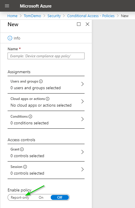 Azure AD Conditional Access Enable Policy - Report-Only