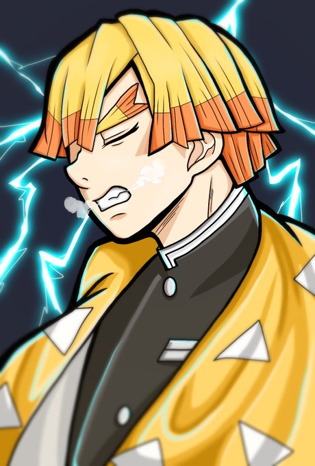 アヲ(彼女の声)@プロAさんがTwitterに投稿した我妻善逸(鬼滅の刃)のイラスト。