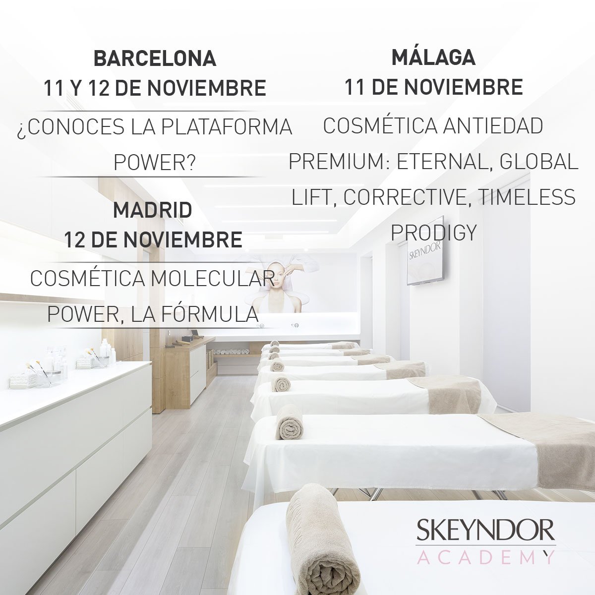Toma nota de nuestros próximos cursos en Skeyndor Academy 📝pro.skeyndor.com/academy