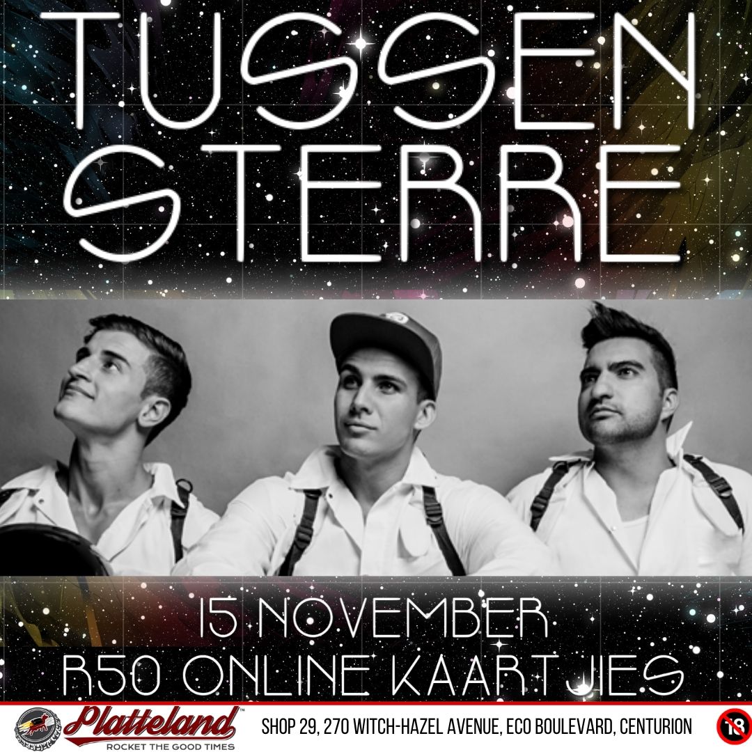 Kom geniet die aand saam met Tussen Sterre by Platteland!

Kaartjies:
R50 Online Kaartjies
R70 General Kaartjies

Jy kan kaartjies by die deur of op Quicket koop 

#Platteland #PlattelandLive #TussenSterre #LocalIslekker #HoekomDanNounie