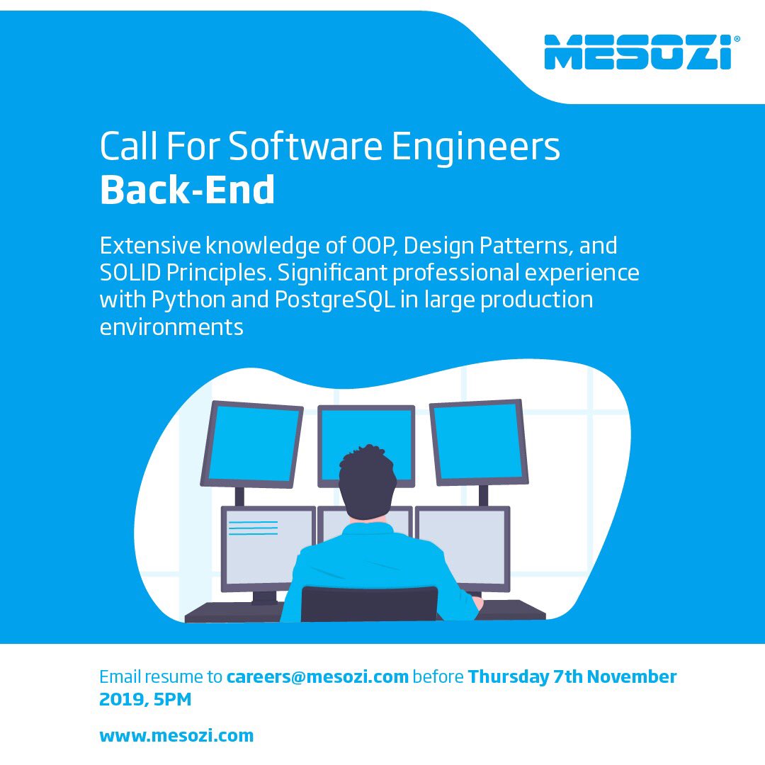 MesoziGroup's tweet photo. Software Engineering Career Opportunities available. You are welcome to apply or share. #IkoKaziKE https://t.co/G0dhoPRgw5