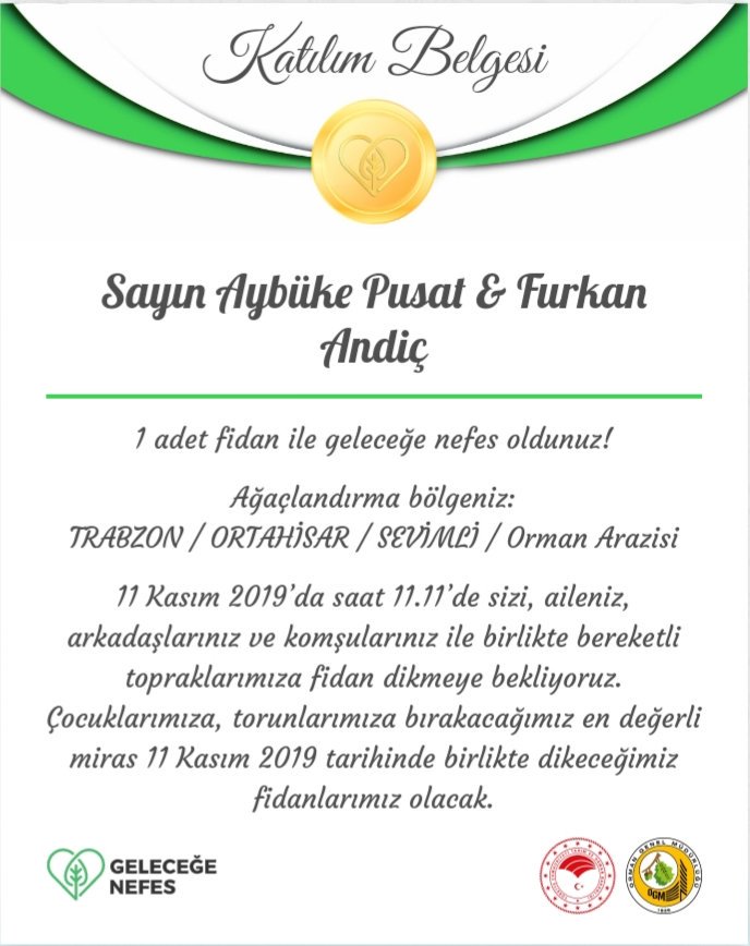 Cemreegala's tweet photo. Memleketlerinde bir fidan sahiplendik ❤❤❤❤
Sizi seviyoruz
@nuredits @ebruli_3595
@selindemir1936
#AybükePusat #FurkanAndıc 
@aybukepusat @furkandic https://t.co/OsbmE7TtHJ