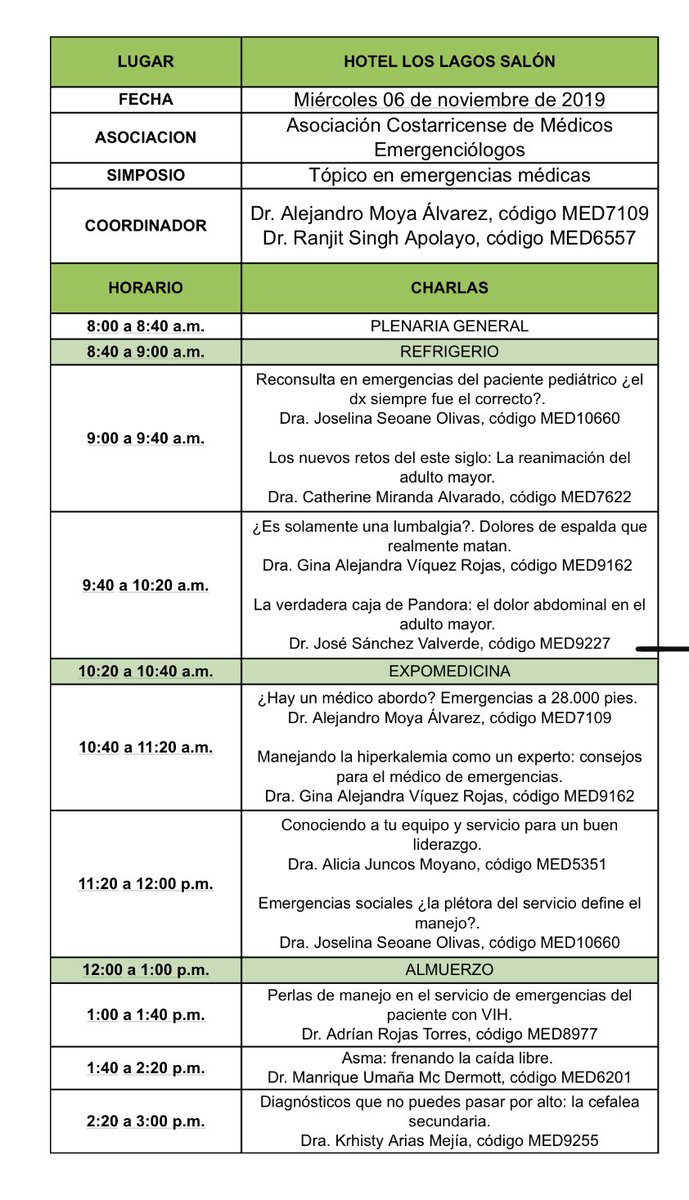 Estamos listos para ofrecer el mejor Simposio en el Congreso Médico Nacional.  Buenos temas con excelentes profesionales en Medicina de Emergencias del país.  Ustedes ya nos conocen y saben de la calidad que vamos a brindarles en cada exposición. Bienvenidos ✌🏼