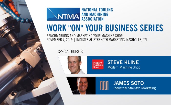 There's still time to register to learn strategies for growing your #tooling and #machineshop from #TopShops presenters Steve Kline of <a href="/MMSOnline/">Modern Machine Shop</a> and James Soto of INDUSTRIAL on Nov. 7 in #Nashville. bit.ly/2MTdXiV #NTMAWork19 #NTMA