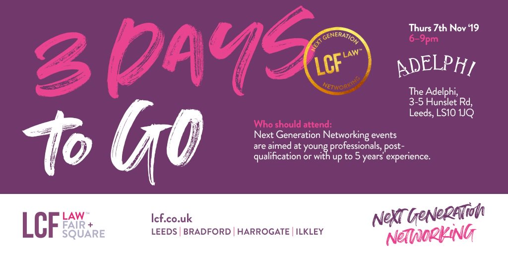 LawFairSquare's tweet image. Our #nextgenerationnetworking event takes place on 7th November @AdelphiLeeds in #Leeds. Register here ow.ly/ce9m50wAqA7 #youngprofessionals #Yorkshire #networking