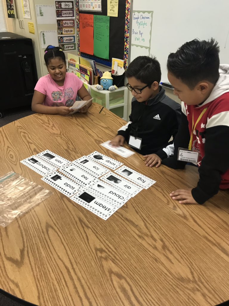 CSmithESL's tweet photo. 4th grade ELs sorted vocabulary into groups without knowing the heading for each group. While working, they discovered the groups were solids, liquids, & gases. Then we read a book about matter to learn more! #listgrouplabel #buildbackground #thinkanddiscuss #siop @wmirvinelem https://t.co/DV6nRb8EGT