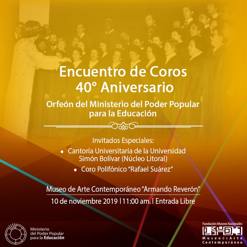 orfeonmppe's tweet photo. Cordialmente invitados a esta cita con buena música y bellas voces, para celebrar la vida, la paz y el legado de nuestros fundadores...
#40AnversarioOrfeonMPPE #conciertos @Mppe_Dgpp @psuvaristobulo https://t.co/YhDvCOSx80