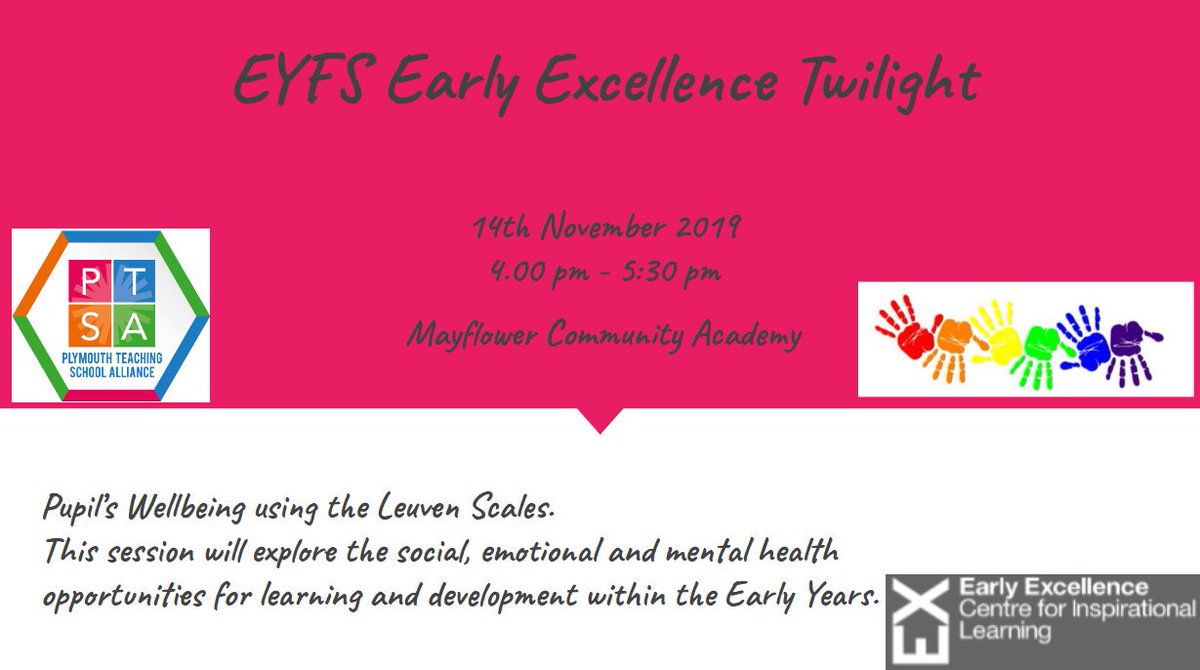 Pupil’s Wellbeing using the Leuven Scales.
This session will explore the social, emotional and mental health opportunities for learning and development within the Early Years.
Follow the link to secure your place!
plymouthteachingschool.co.uk/events/eyfs-ea…