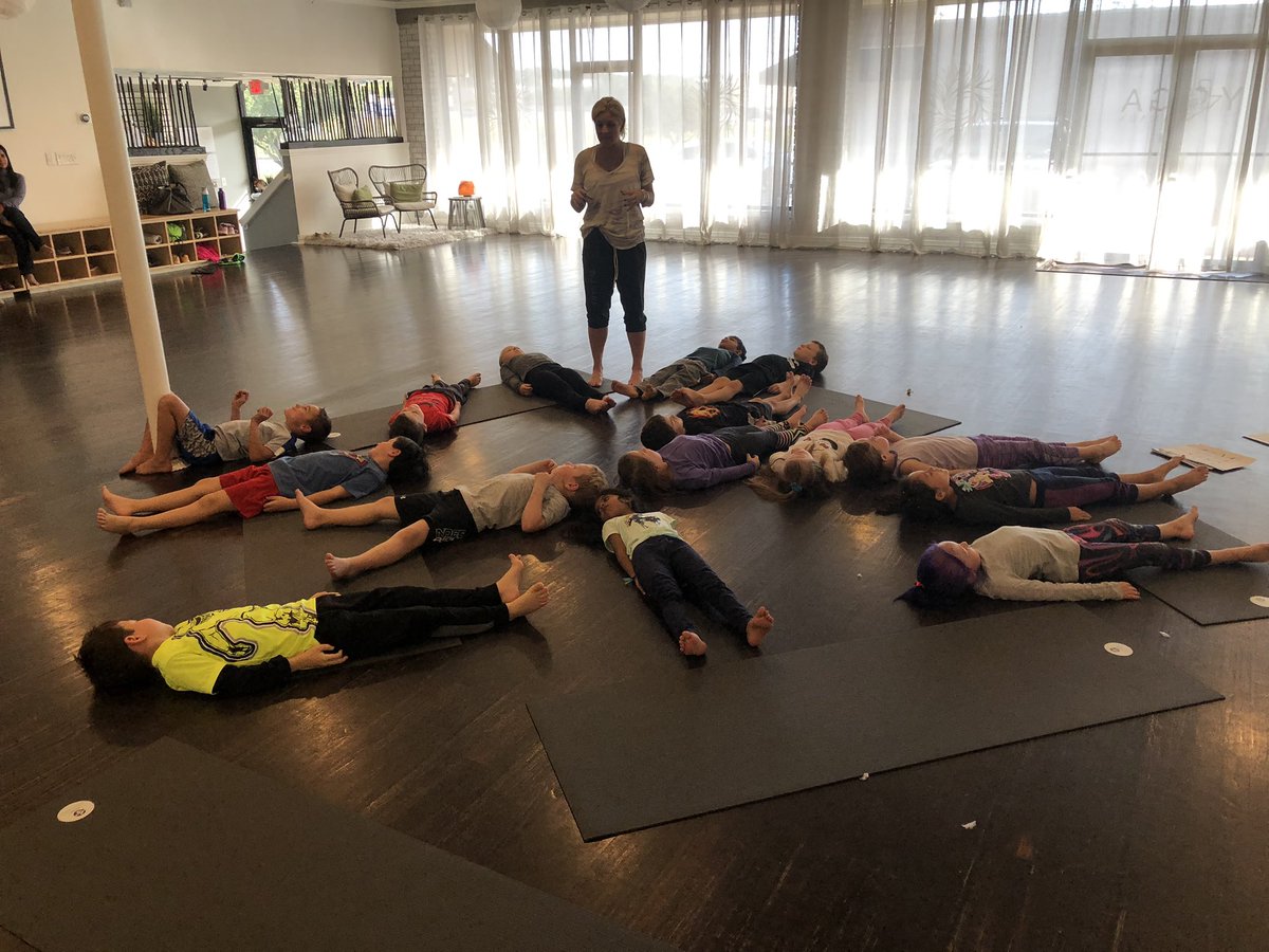 OUES1stGrade's tweet photo. Thank you @sanarawellness for a great yoga party! These 1st grade dragons loved it! @oldunionES @Carrollisd https://t.co/tAKGwrity0