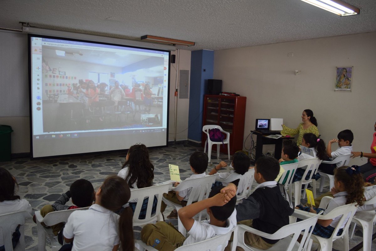 ImmersionNc's tweet photo. Students from 1rst grade #SpanishImmersion @BaileyElementary had a cultural exchange activity where they could speak with a group of students from #colombia  sharing about their culture. @ParticipateLrng @nrms_pbis @NRMPSTechSvcs https://t.co/MLf8nBOseZ
