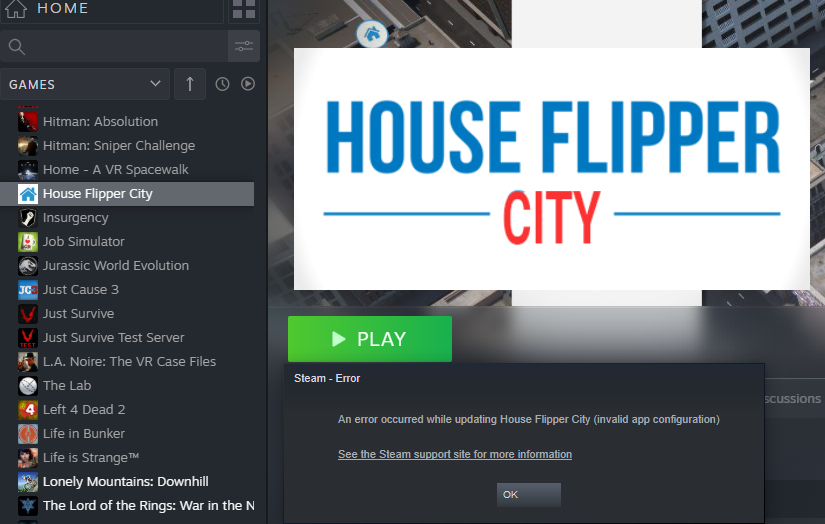 WildWolf109's tweet photo. @CFGmain Im beta testing your house flipper city title, having trouble launching the game.. https://t.co/mXh28W4Iel