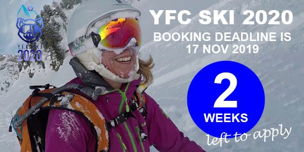 Just TWO weeks left to book your place on #YFCSki 2020. An all-inclusive package for your food, accommodation, equipment hire and entertainment. Check out the details and book before it's too late: buff.ly/2J7bNK7 #Ski #snow #YoungFarmers