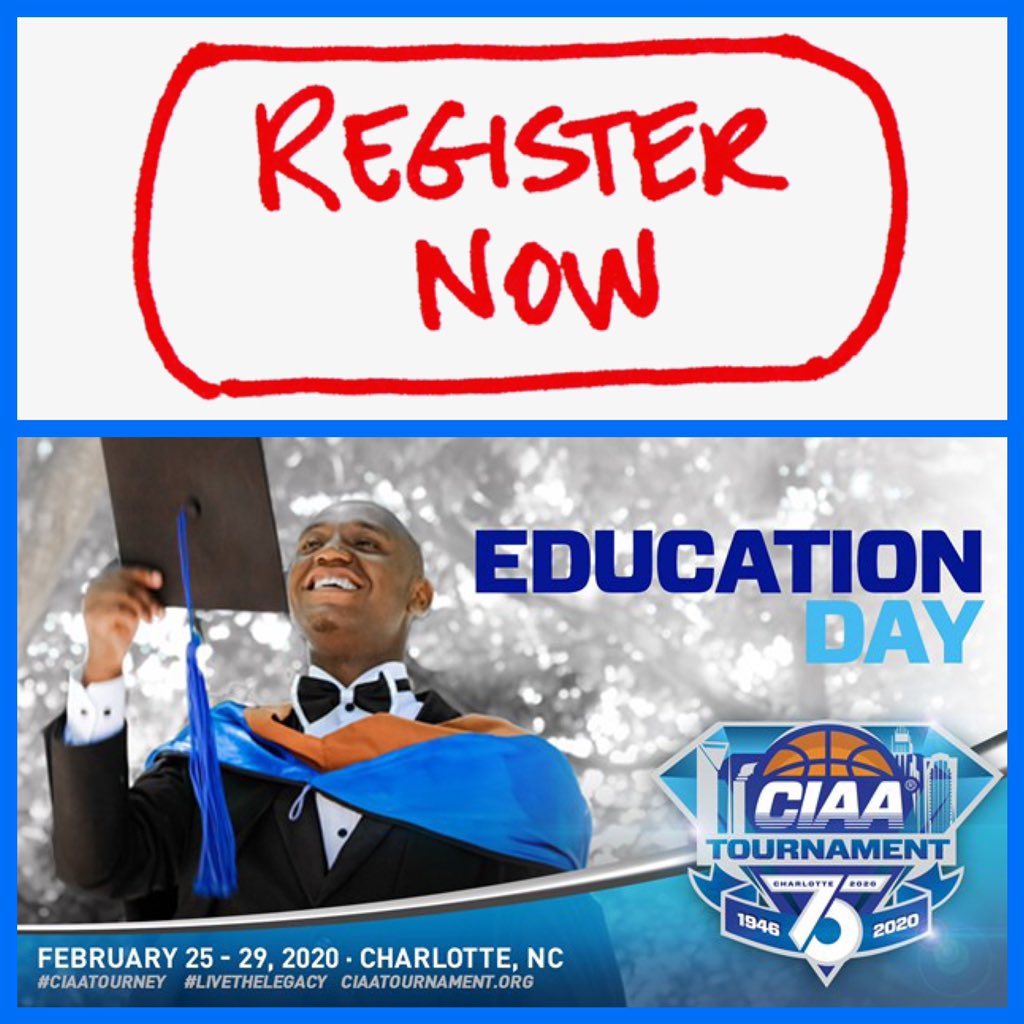 CIAA_EducDay's tweet photo. Registration is now open for the 2020 CIAA Education Day! ⁣Visit our website (in bio) for details and to register. Don’t delay...register today, as space is going fast. #CIAATourney #LiveTheLegacy #CIAA4Life #CIAA #CIAAEducationDay https://t.co/2PxVkx4mE9